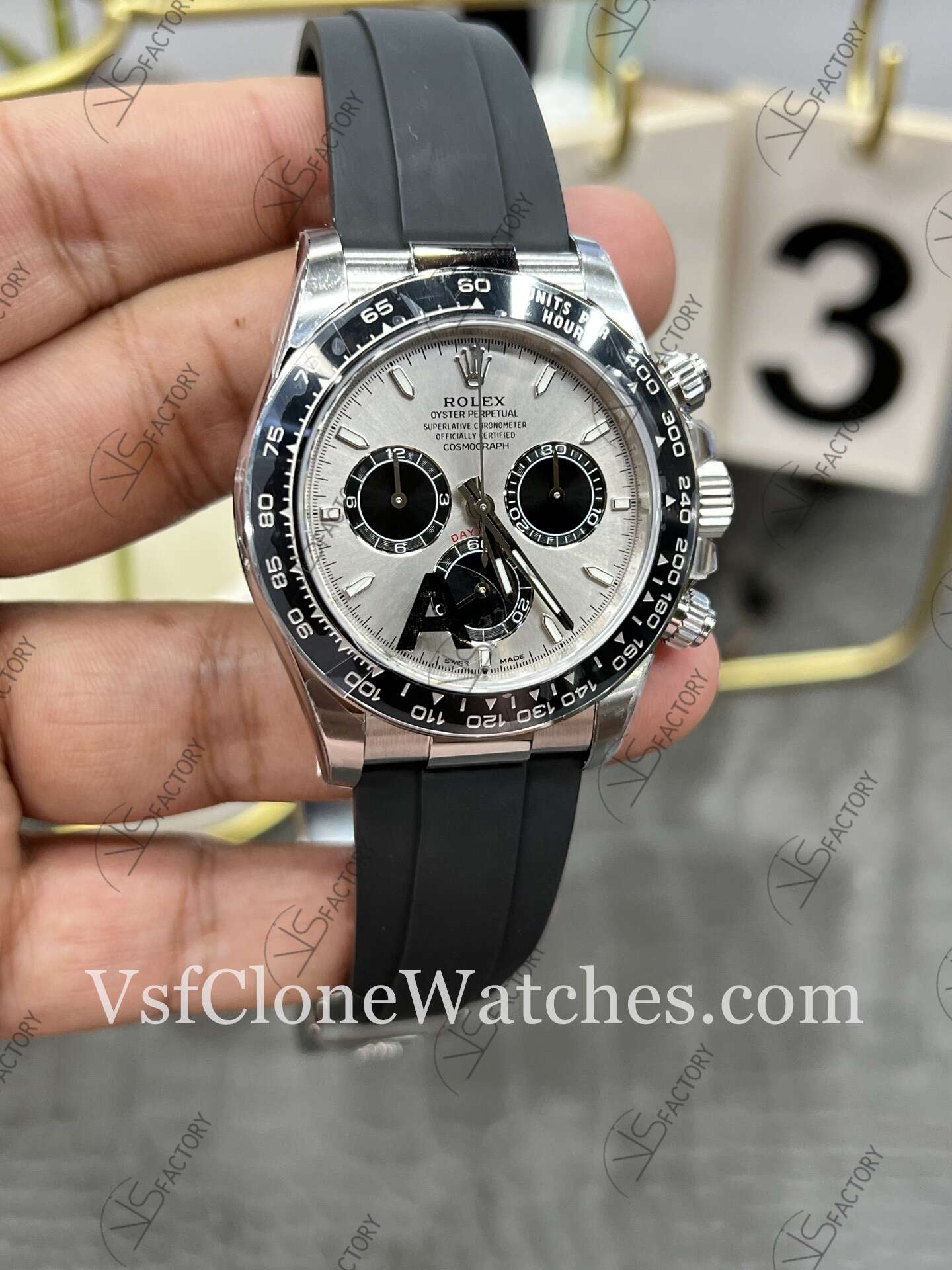 Super Clone Watches - Rolex Daytona M126519LN-0006 4131 Movement Steel & Black Dial - Image 2