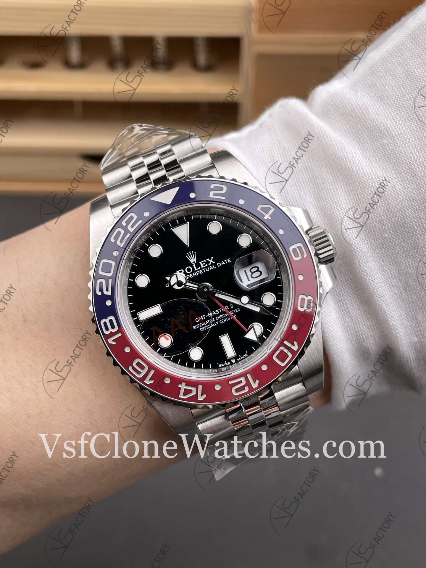 Super Clone Watches - Rolex GMT Master II M126710blro-0001 Jubilee 3285 Movement “Pepsi”Black Dial - Image 10