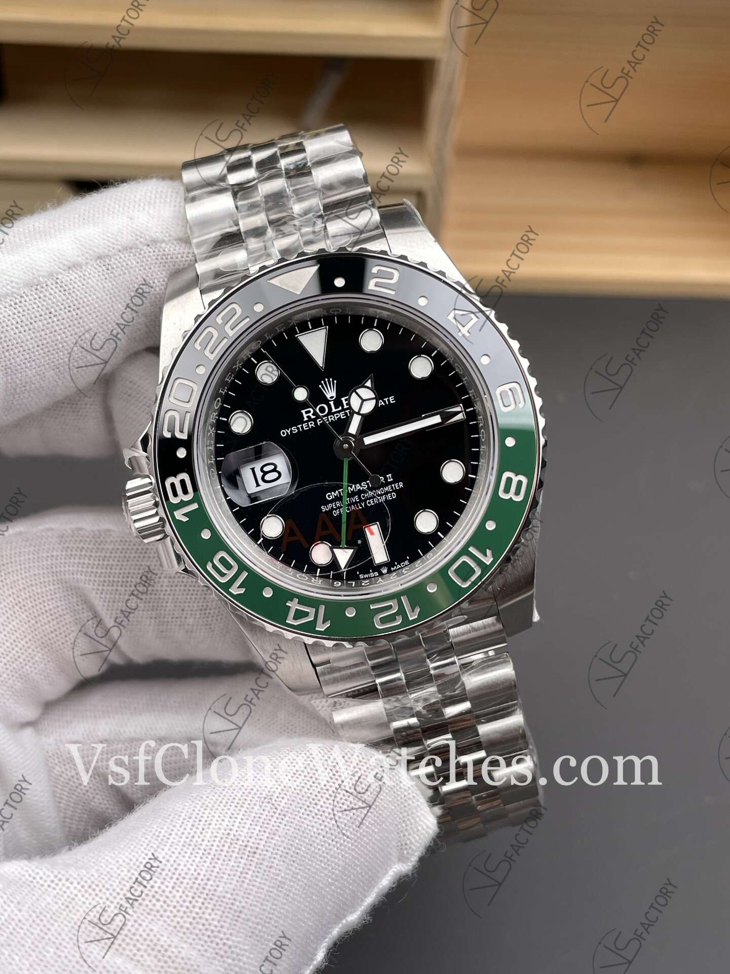 Super Clone Watches - Rolex GMT Master II m126720vtnr-0002 Jubilee 3285 Movement “Sprite” Black Dial - Image 3
