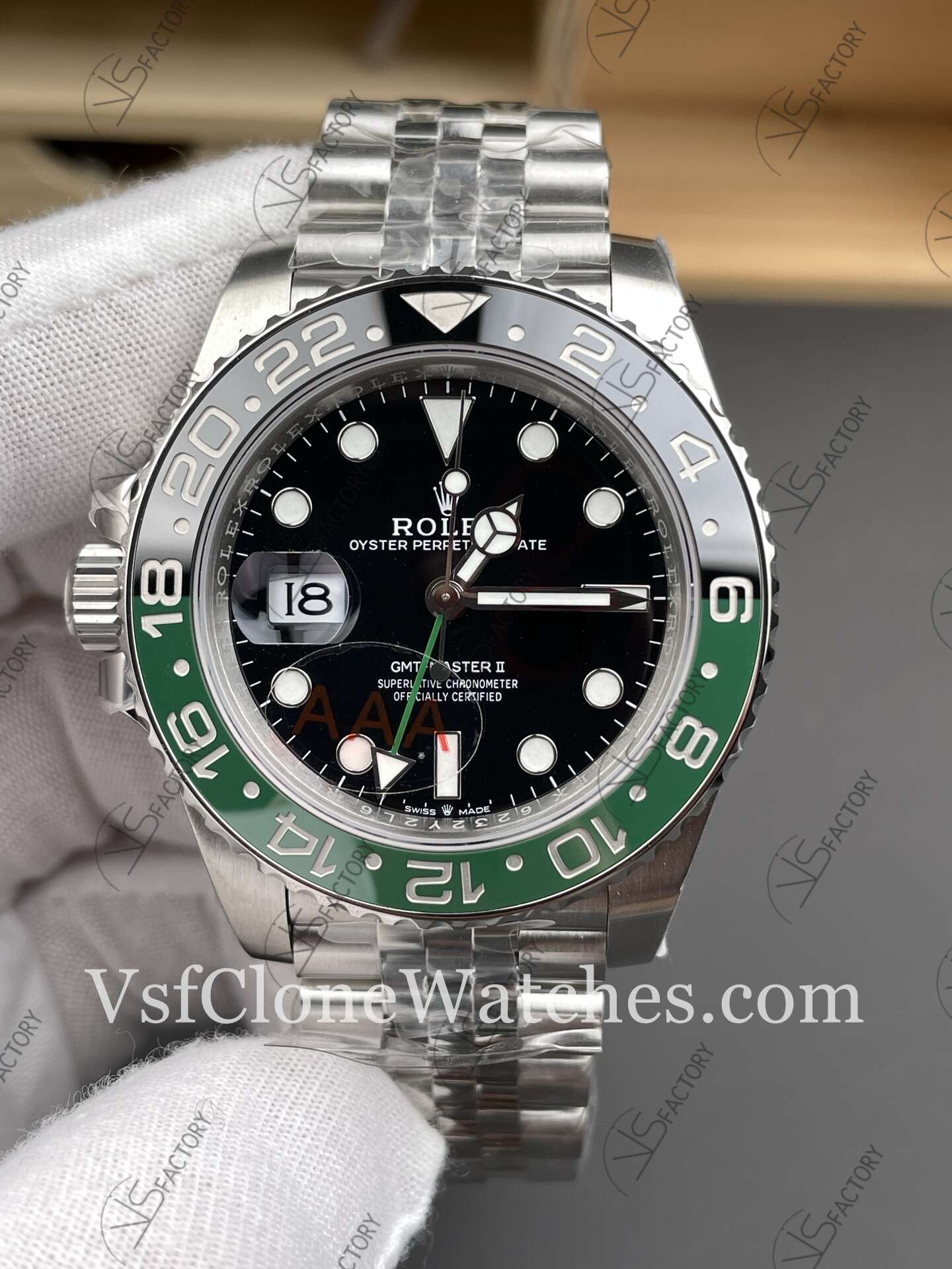 Super Clone Watches - Rolex GMT Master II m126720vtnr-0002 Jubilee 3285 Movement “Sprite” Black Dial - Image 2