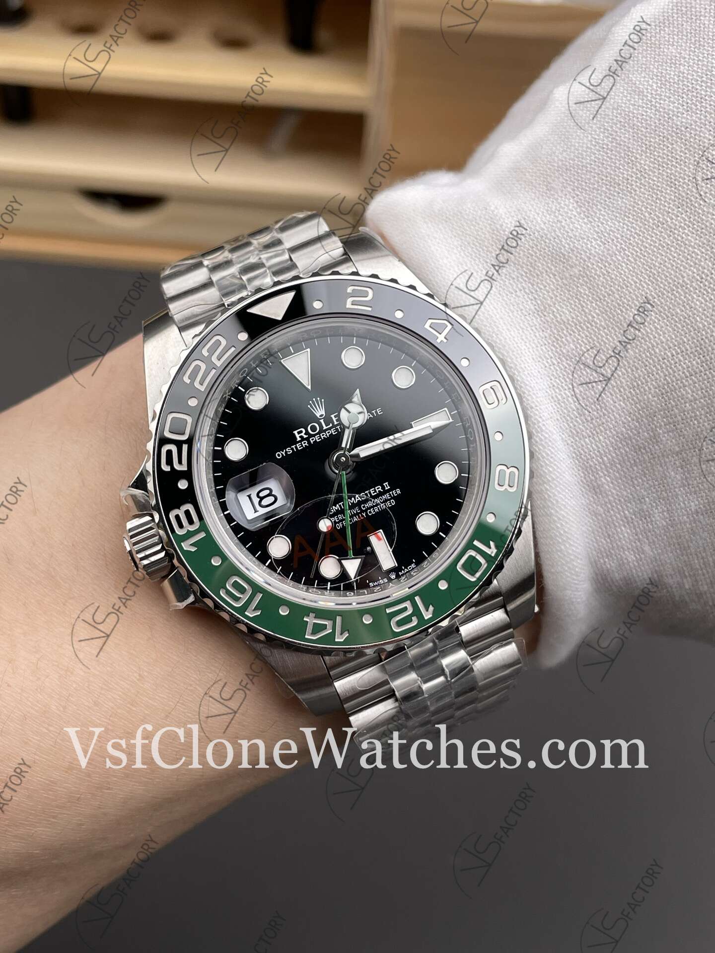 Super Clone Watches - Rolex GMT Master II m126720vtnr-0002 Jubilee 3285 Movement “Sprite” Black Dial - Image 10
