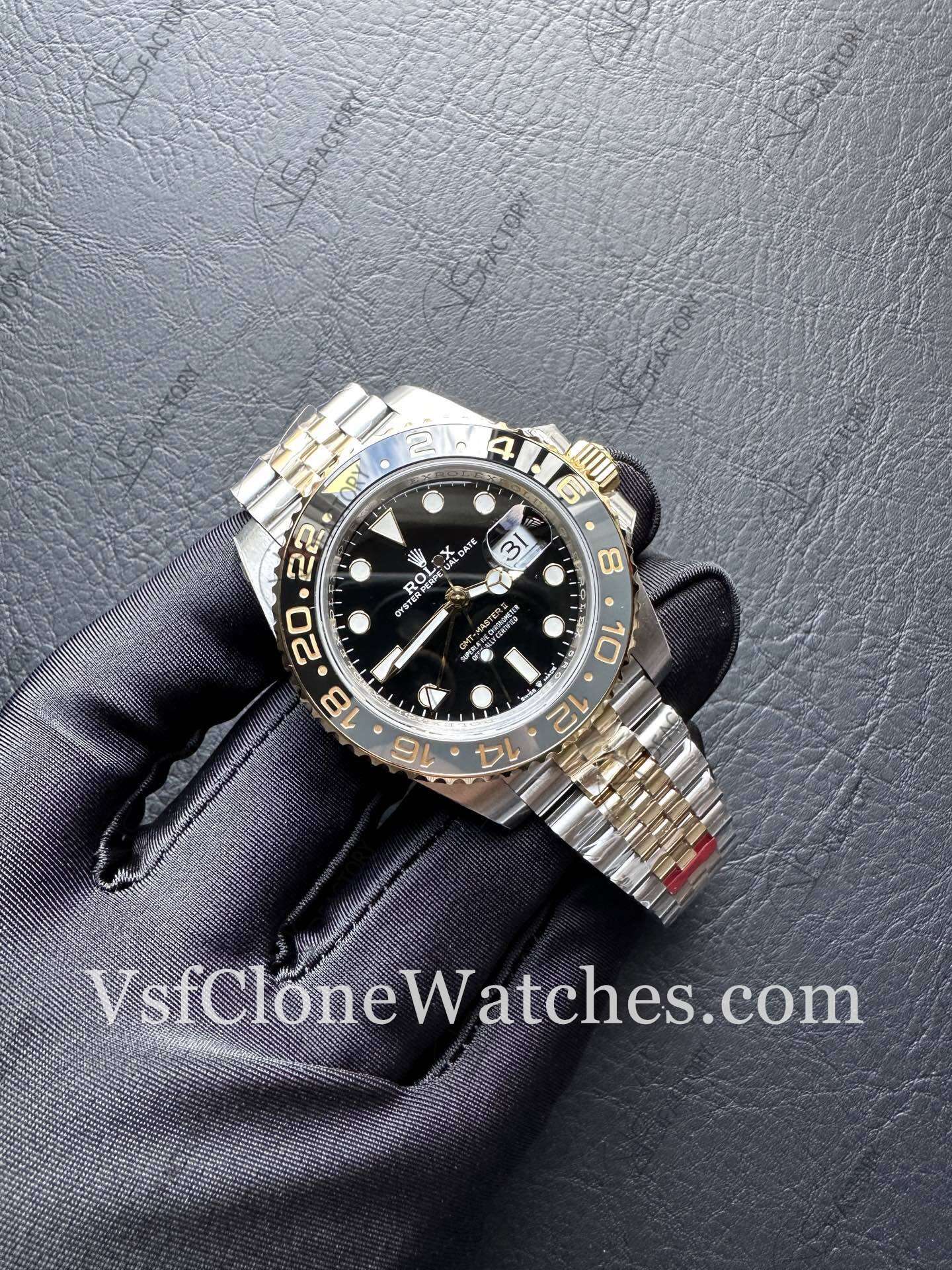 Super Clone Watches - Rolex GMT Master II m126713grnr-0001 Jubilee 3285 Movement Black Dial - Image 3