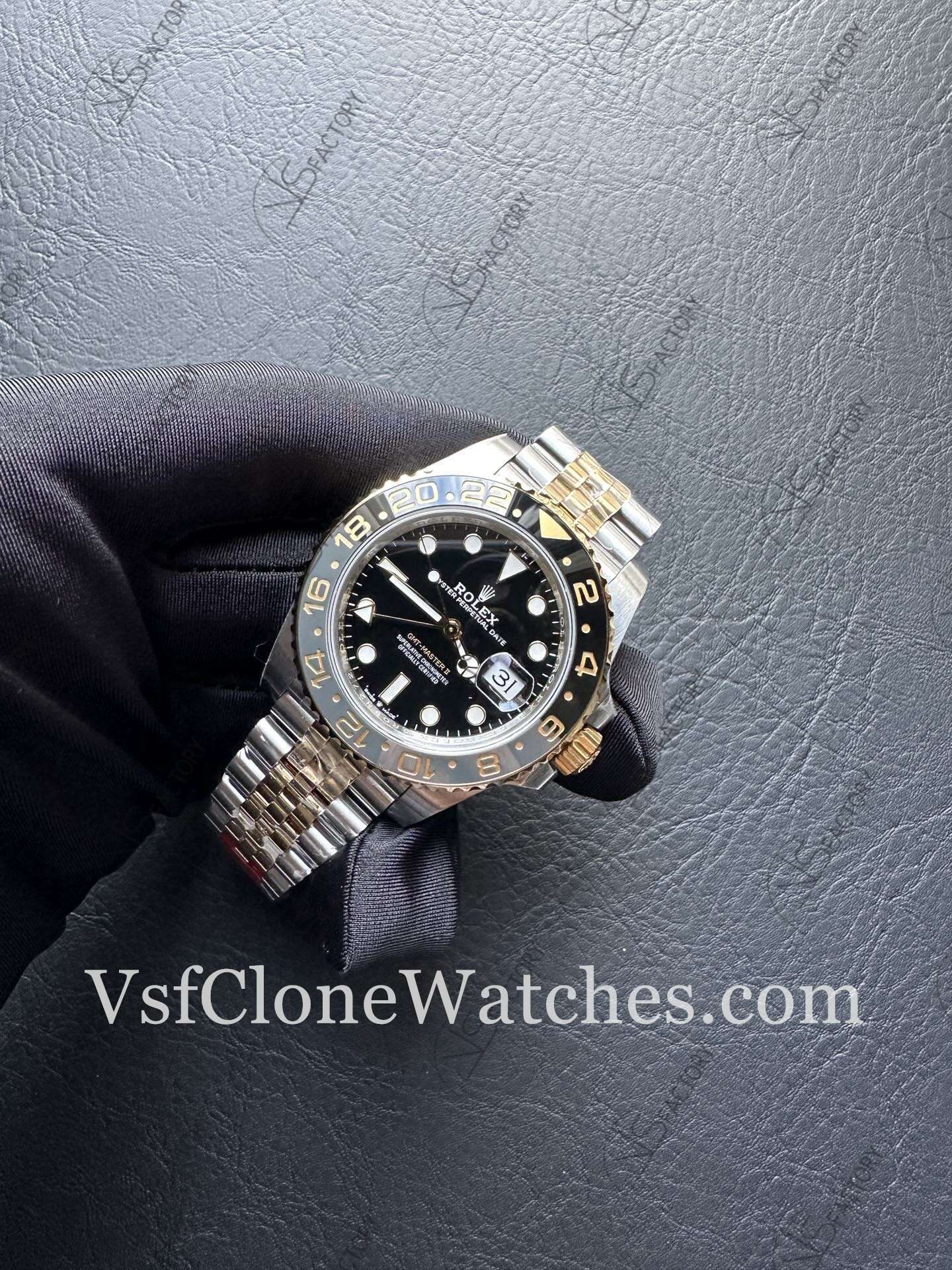 Super Clone Watches - Rolex GMT Master II m126713grnr-0001 Jubilee 3285 Movement Black Dial - Image 4