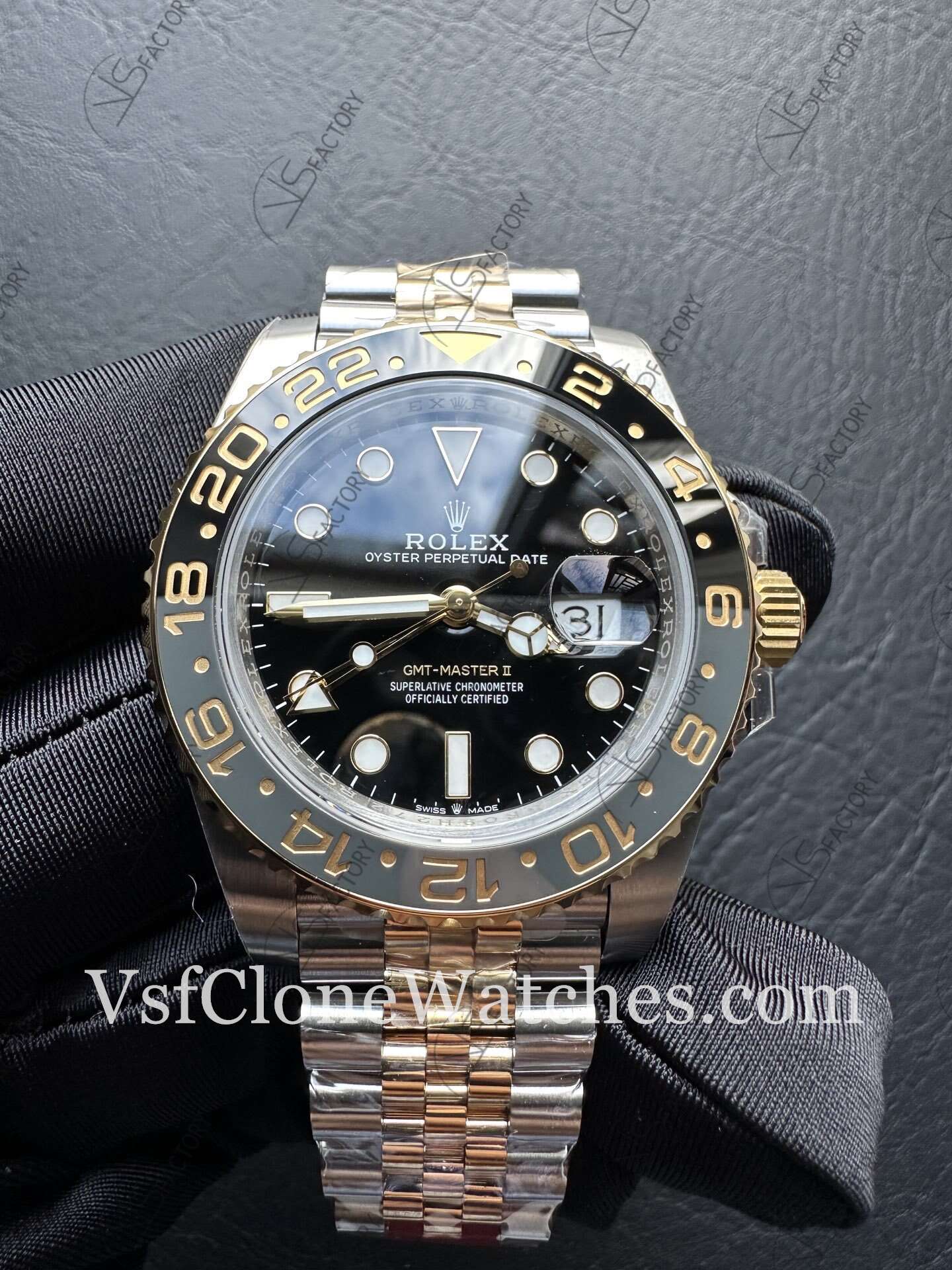 Super Clone Watches - Rolex GMT Master II m126713grnr-0001 Jubilee 3285 Movement Black Dial - Image 2