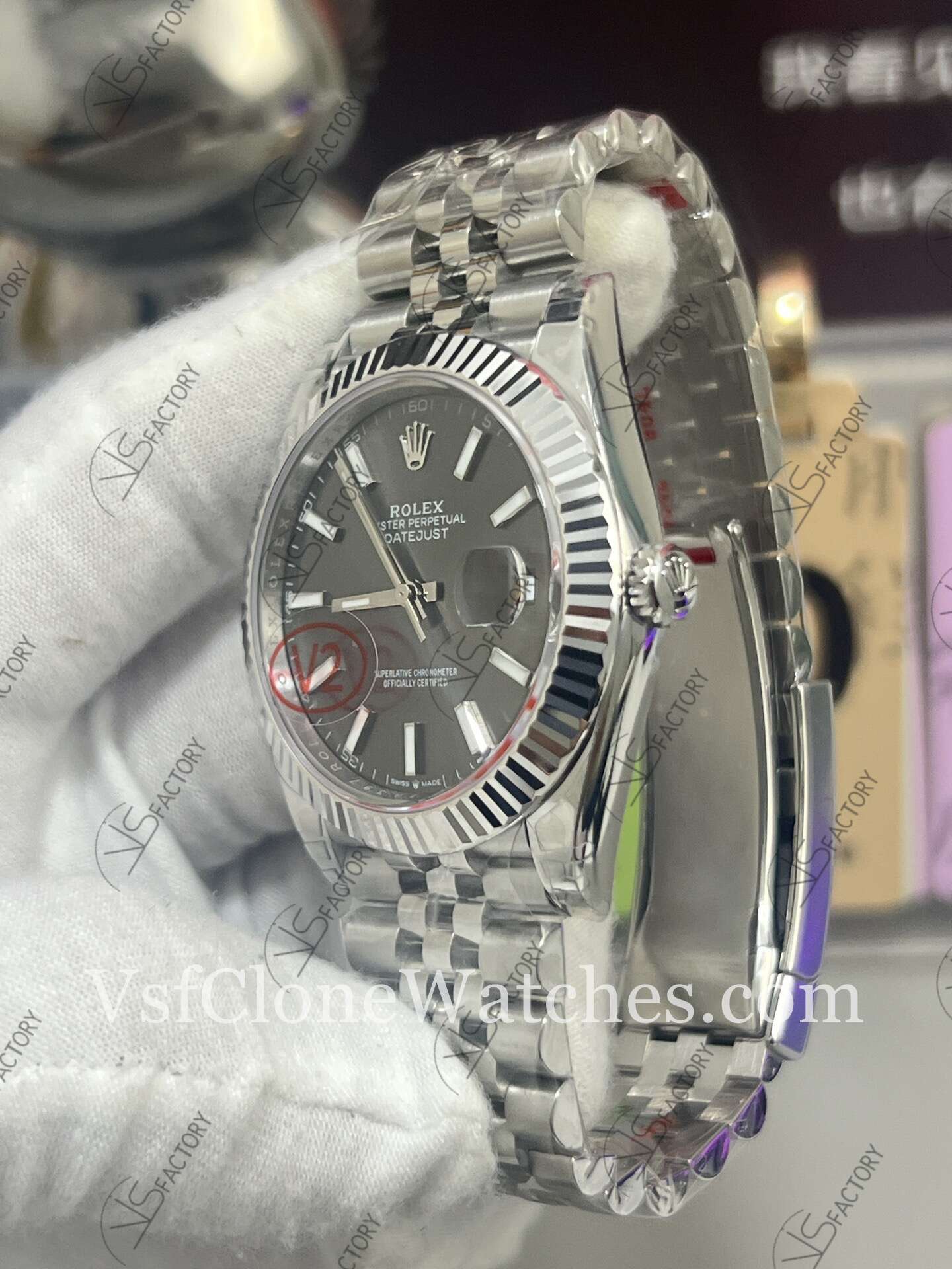 Super Clone Watches - Rolex DateJust m126334-0014 Jubilee 41MM 3235 Movement Gray Dial - Image 5