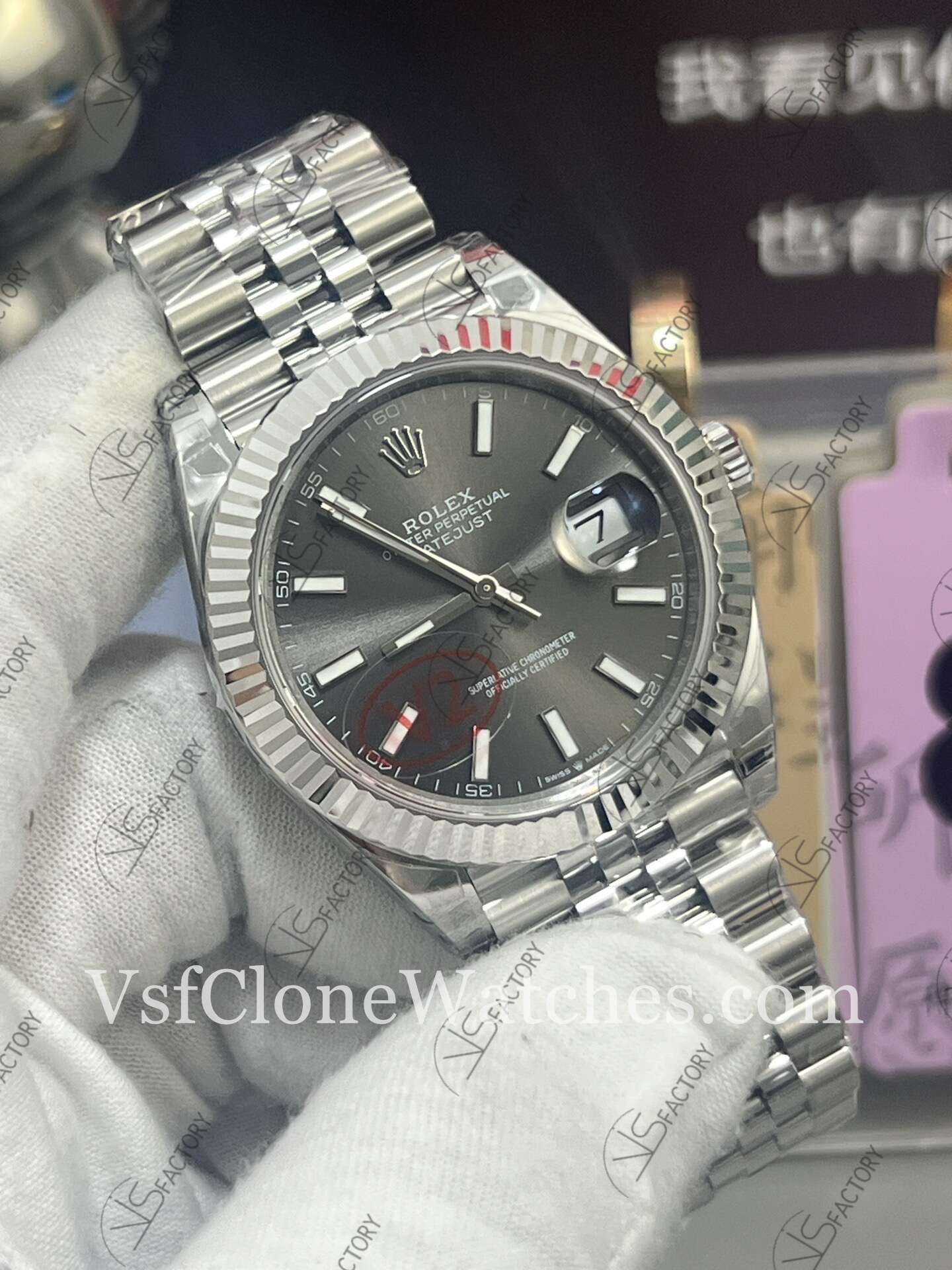 Super Clone Watches - Rolex DateJust m126334-0014 Jubilee 41MM 3235 Movement Gray Dial - Image 3