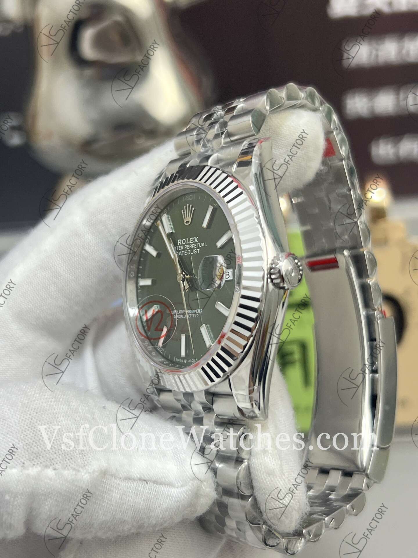 Super Clone Watches - Rolex DateJust m126334-0028 Jubilee 41MM 3235 Movement Green Dial - Image 4