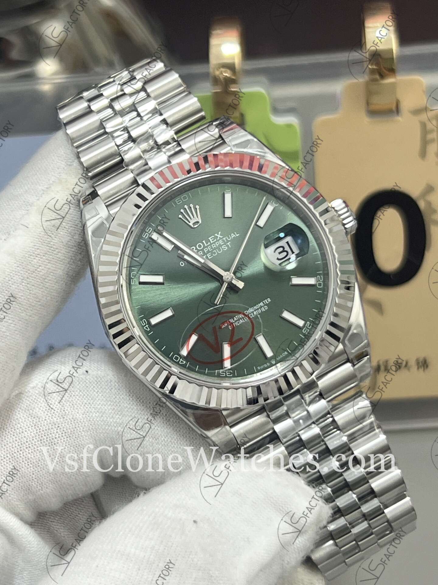 Super Clone Watches - Rolex DateJust m126334-0028 Jubilee 41MM 3235 Movement Green Dial - Image 3