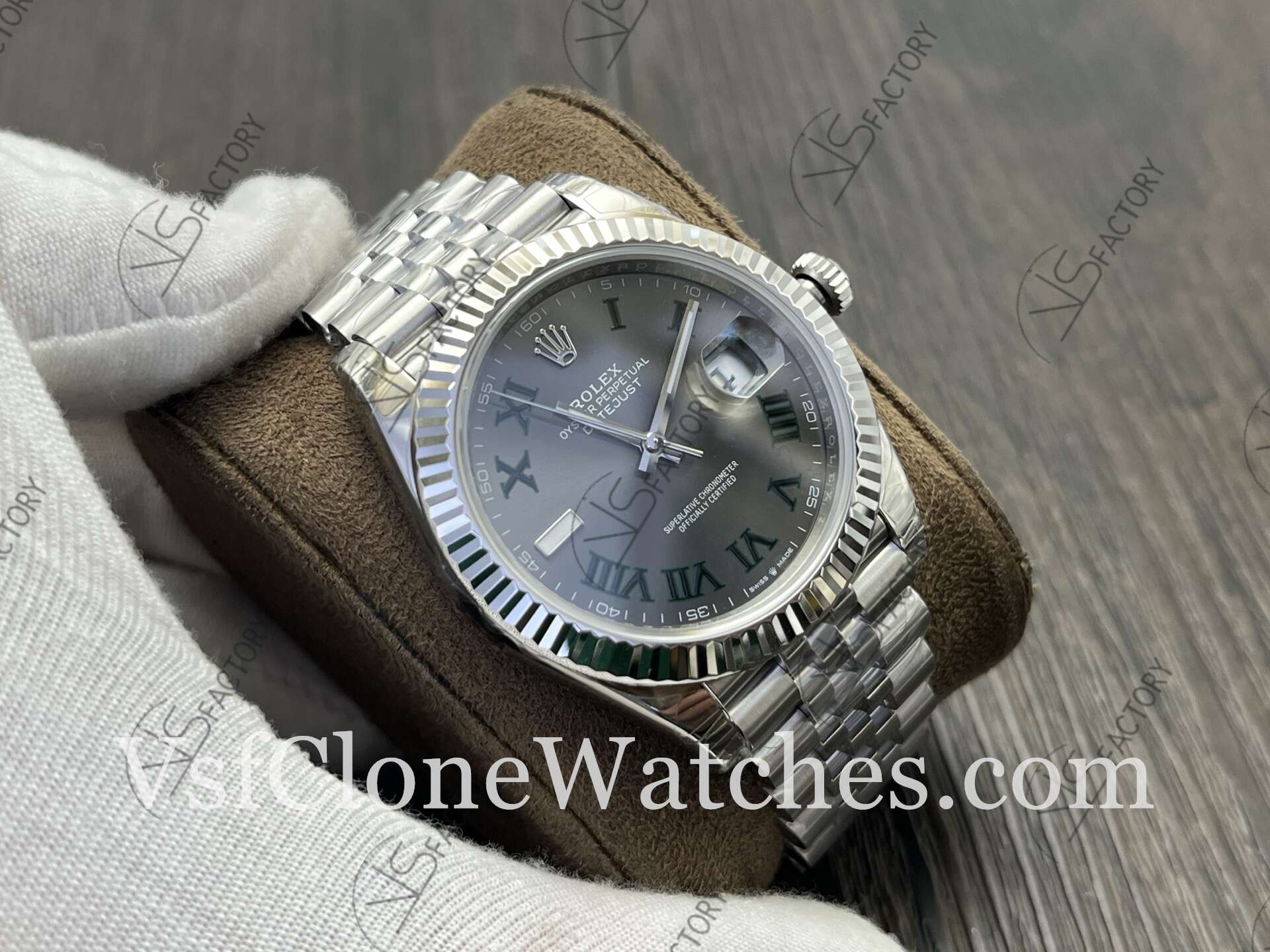Super Clone Watches - Rolex DateJust m126334-0022 Jubilee 41MM 3235 Movement Grey Roman Dial - Image 4