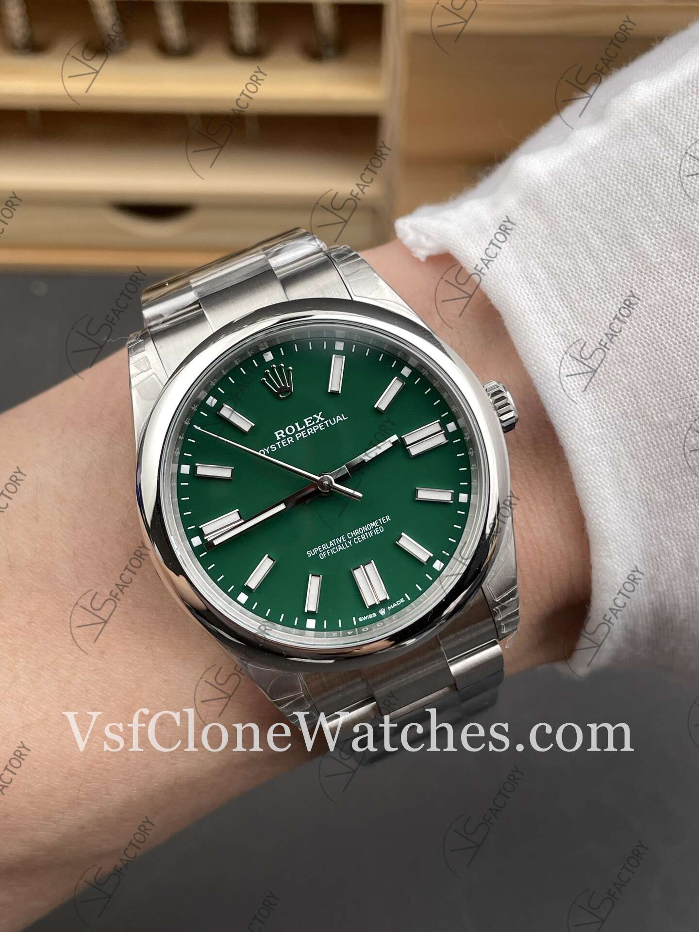 Super Clone Watches - Rolex Oyster Perpetual m124300-0005 3230 Movement 41mm Green Dial - Image 10