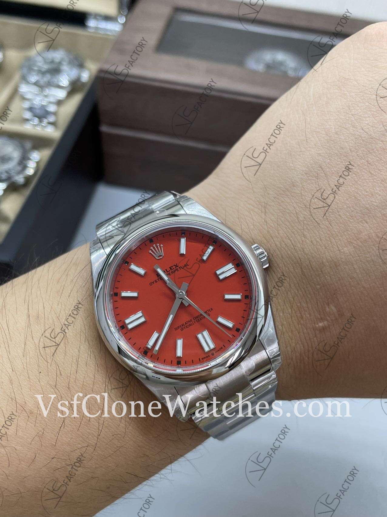 Super Clone Watches - Rolex Oyster Perpetual m124300-0007 3230 Movement 41mm Red Dial - Image 9