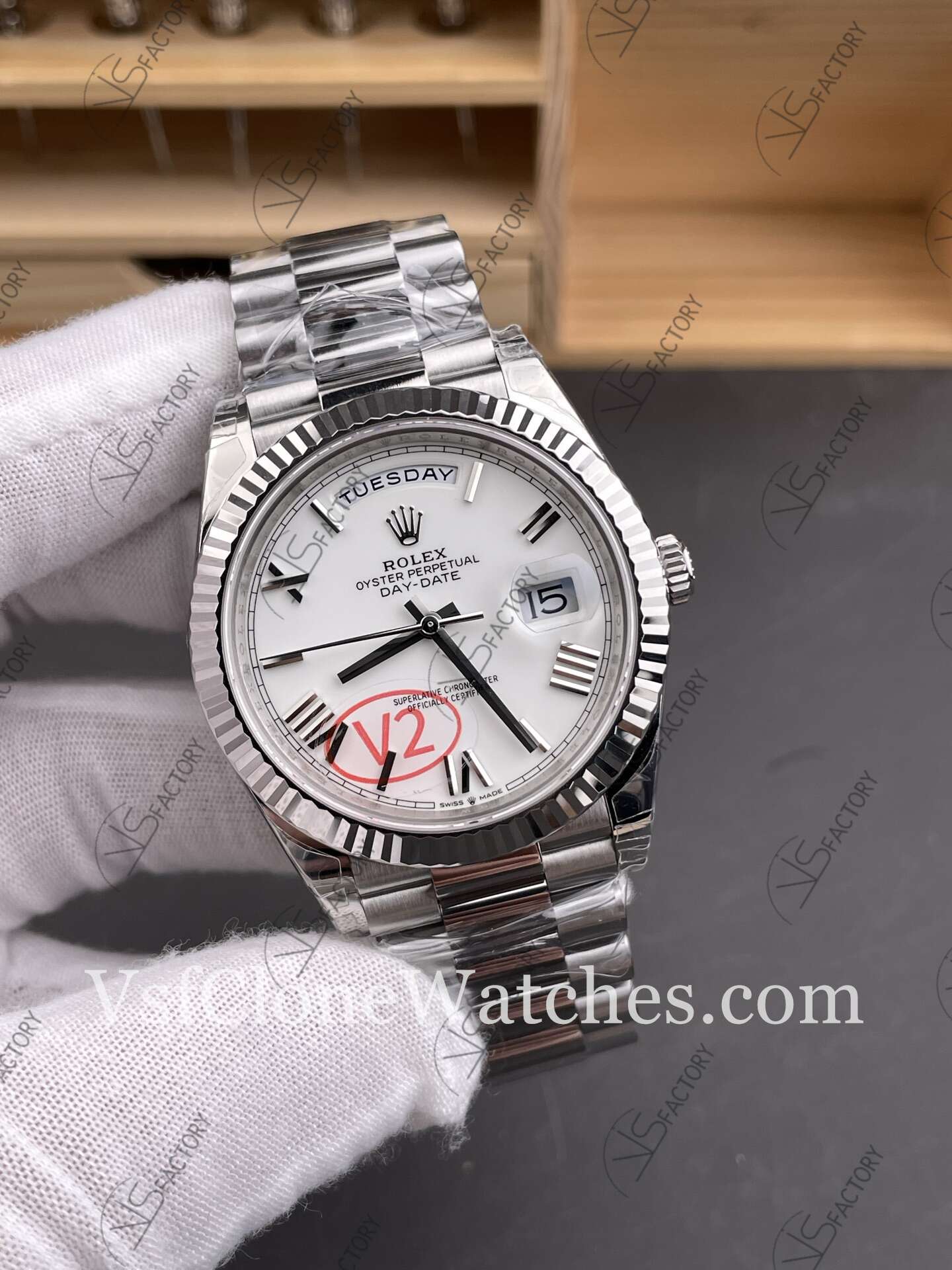 Super Clone Watches - Rolex Day Date m228239-0046 3255 Movement 40mm White Dial - Image 2