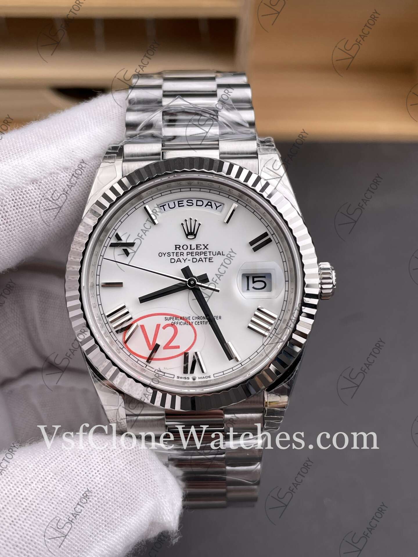 Super Clone Watches - Rolex Day Date m228239-0046 3255 Movement 40mm White Dial - Image 3