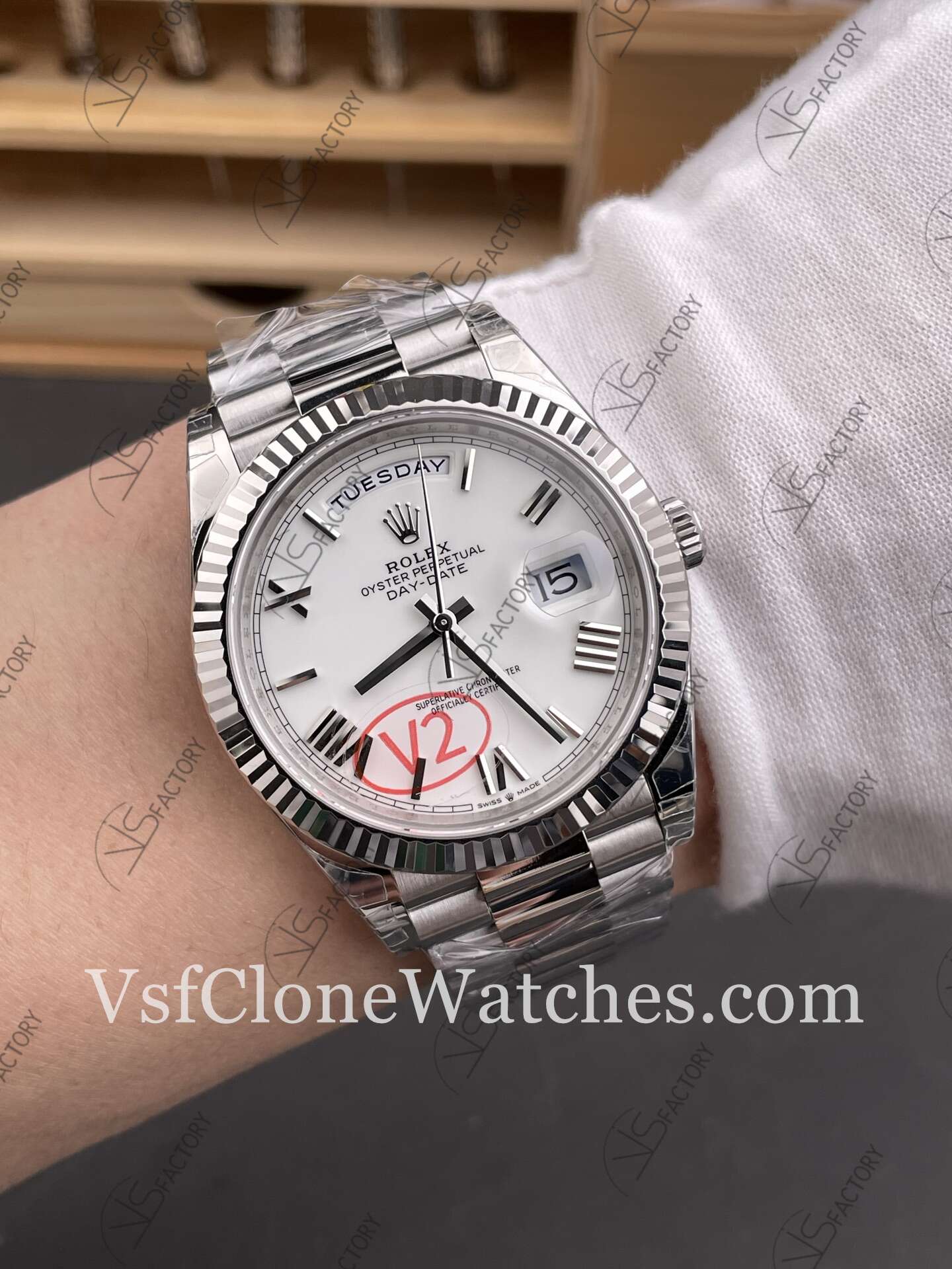 Super Clone Watches - Rolex Day Date m228239-0046 3255 Movement 40mm White Dial - Image 10