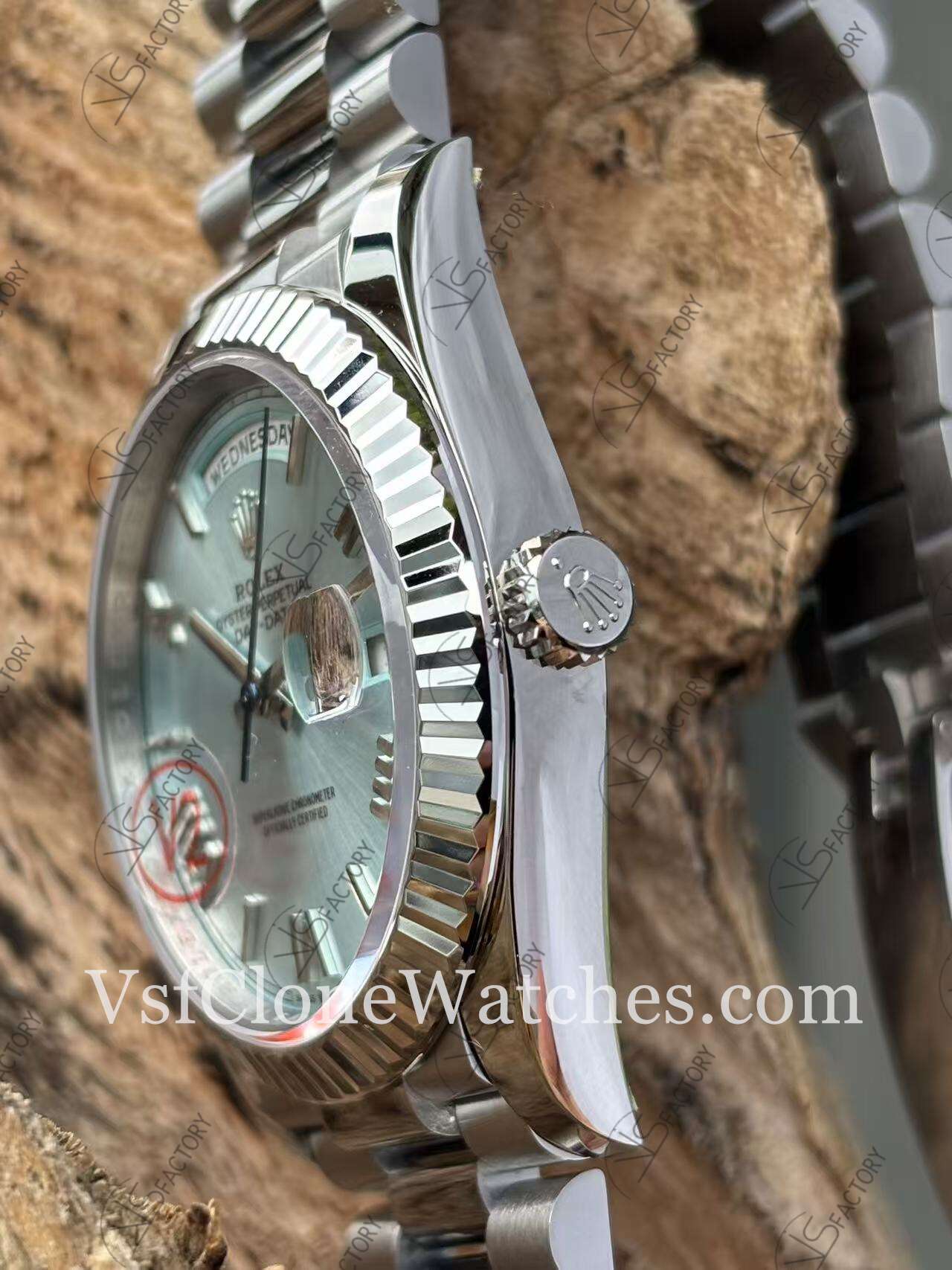 Super Clone Watches – Rolex Day Date M228236-0012 3255 Movement 40mm Ice Blue Rome Dial - Image 7