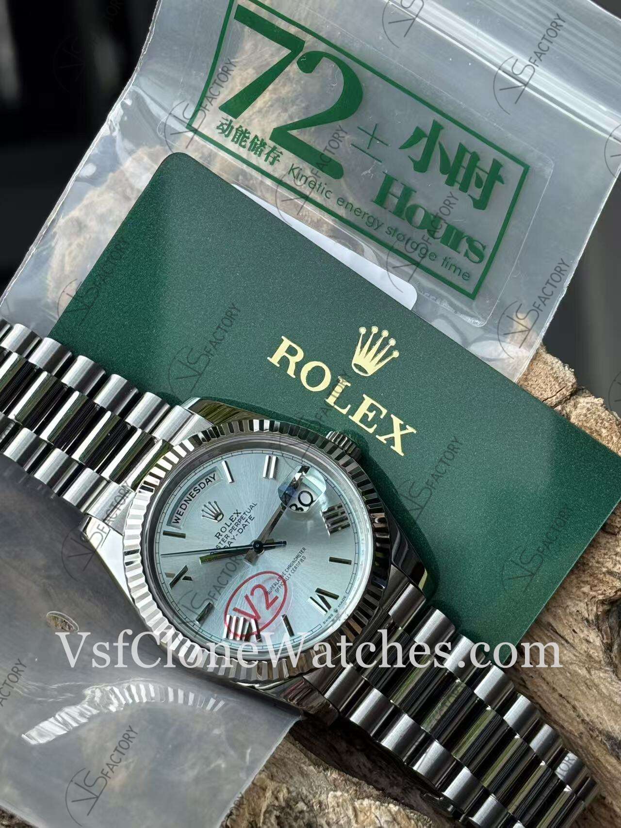 Super Clone Watches – Rolex Day Date M228236-0012 3255 Movement 40mm Ice Blue Rome Dial - Image 8