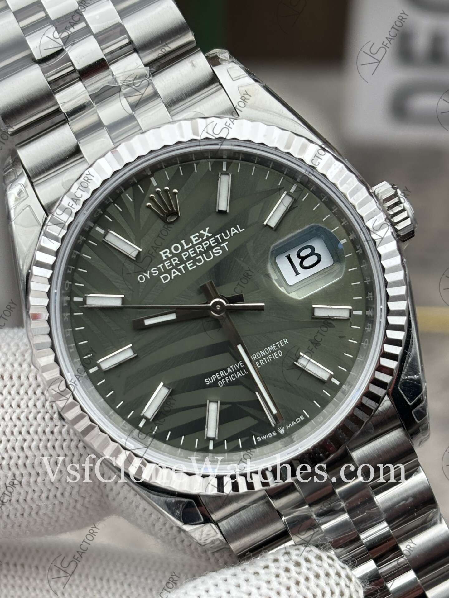 Super Clone Watches – Rolex DateJust M126234-0047 Jubilee 36MM 3235 Movement Palm Leaf Dial - Image 3