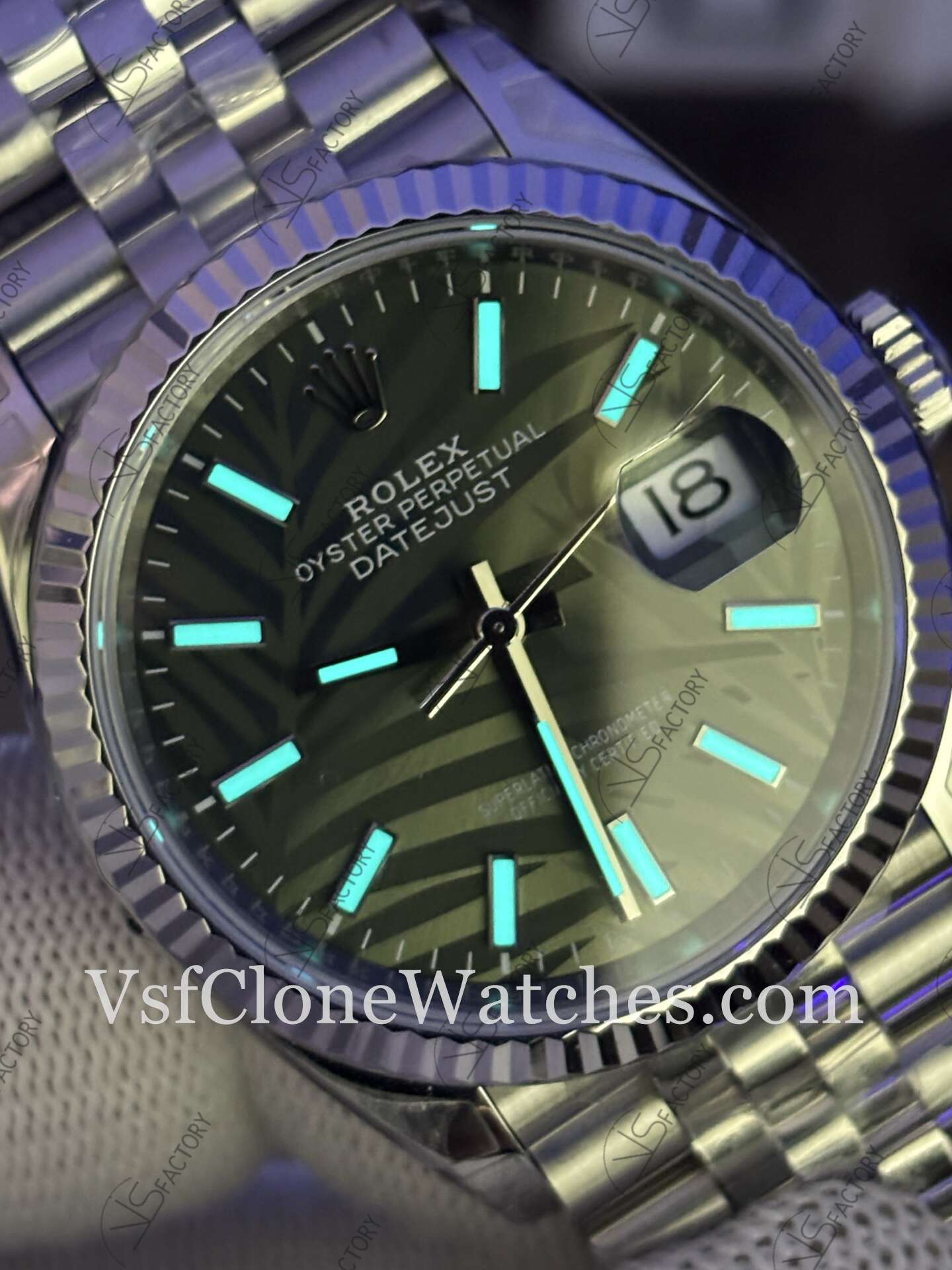 Super Clone Watches – Rolex DateJust M126234-0047 Jubilee 36MM 3235 Movement Palm Leaf Dial - Image 4
