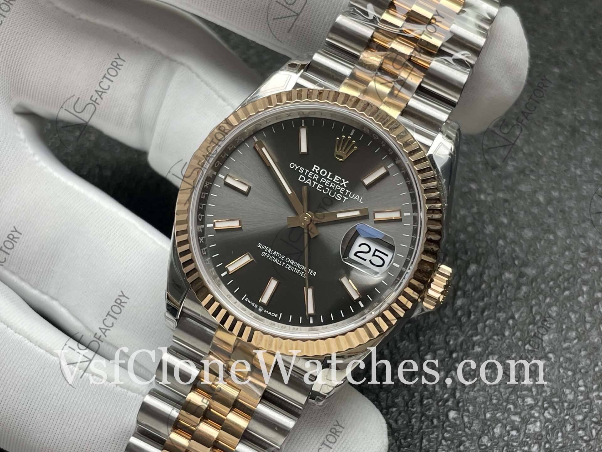Super Clone Watches – Rolex DateJust M126231-0013 Jubilee 36MM 3235 Movement Gray Dial - Image 4