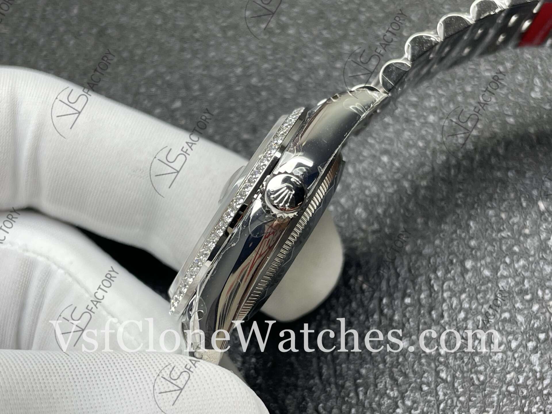 Super Clone Watches – Rolex DateJust m126284rbr-0037 Jubilee 36MM 3235 Movement Grey Roman Dial Diamond Bezel - Image 6