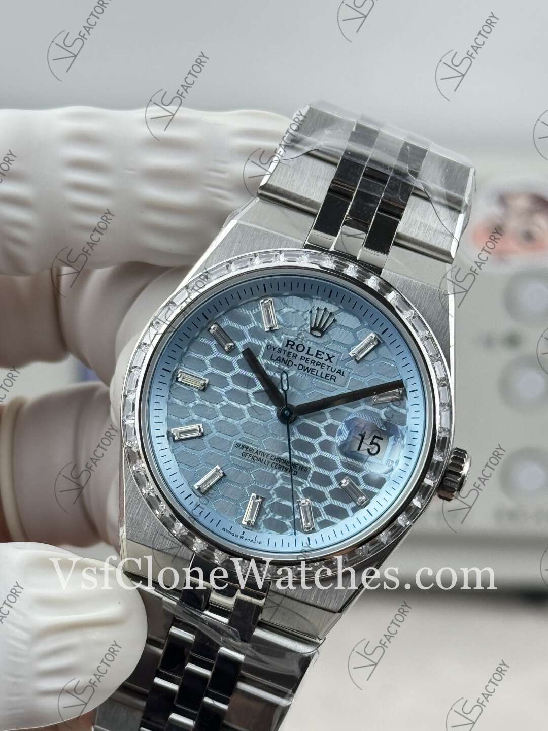 Super Clone Watches – Rolex Land-Dweller M127386TBR-0001 7135 Movement Blue Dial 40MM - Image 4
