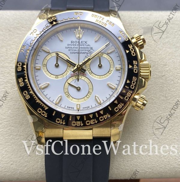 Super Clone Watches 1:1 Rolex Daytona White & Gold Dial M126518ln-0002