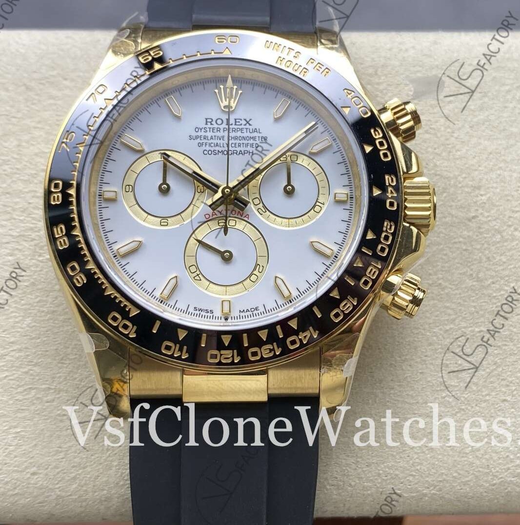 Super Clone Watches 1:1 Rolex Daytona White & Gold Dial M126518ln-0002